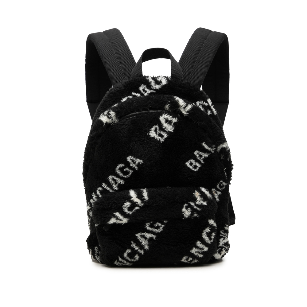 Pre-Loved Balenciaga Small Faux Fur Diagonal Logo Everyday Backpack